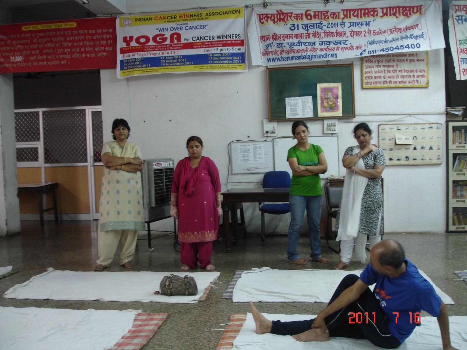 Yoga for Cancer Winners, Balaji Mandir, Vivek Vihar, Delhi 16.7.2011