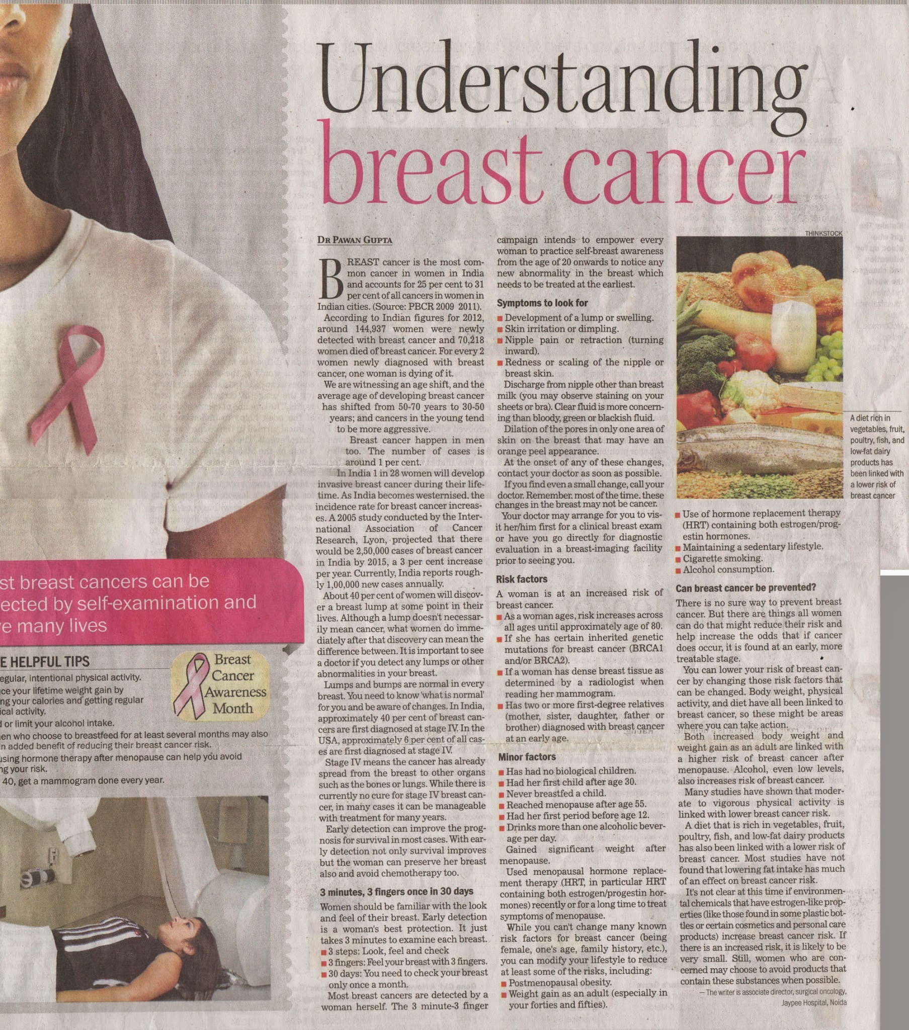 Understanding Breast Cancer – The Sunday Tribune by Dr Pawan Gupta